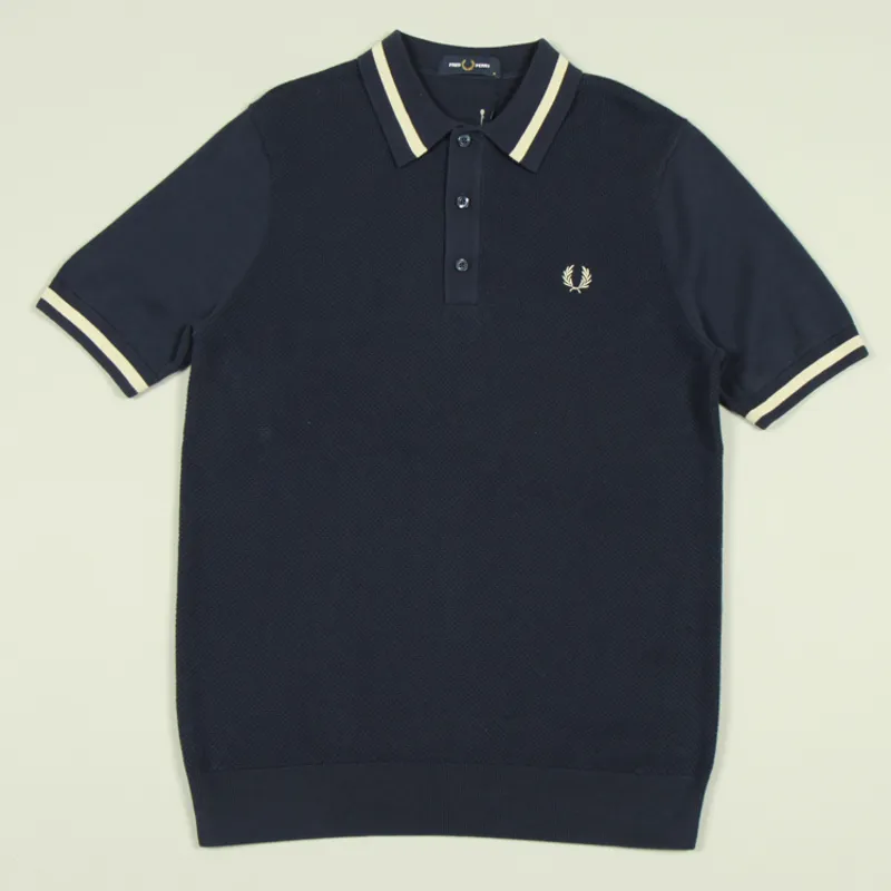 Fred Perry Textured Front Knitted Shirt - Deep Carbon